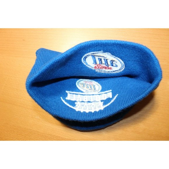 Miller Lite Embroidered  Beer Football Beanie Hats Blue One Sizes - Picture 3 of 3
